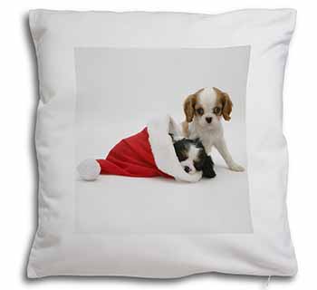 Christmas King Charles Soft White Velvet Feel Scatter Cushion