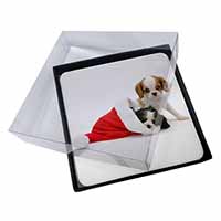4x Christmas King Charles Picture Table Coasters Set in Gift Box