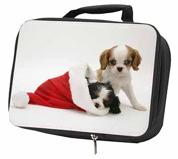 Christmas King Charles Black Insulated School Lunch Box/Picnic Bag