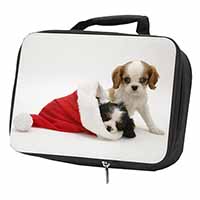 Christmas King Charles Black Insulated School Lunch Box/Picnic Bag