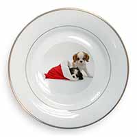Christmas King Charles Gold Rim Plate Printed Full Colour in Gift Box