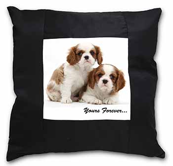 Blenheim King Charles Spaniels Black Satin Feel Scatter Cushion