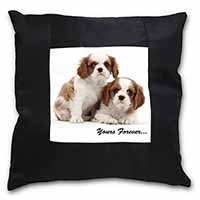 Blenheim King Charles Spaniels Black Satin Feel Scatter Cushion