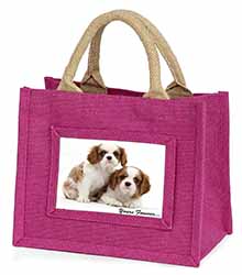 Blenheim King Charles Spaniels Little Girls Small Pink Jute Shopping Bag
