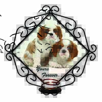 Blenheim King Charles Spaniels Wrought Iron Wall Art Candle Holder