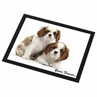 Blenheim King Charles Spaniels Black Rim High Quality Glass Placemat