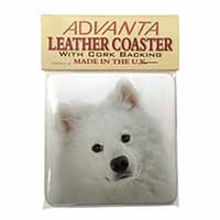 Samoyed Dog Single Leather Photo Coaster