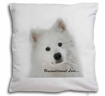 Samoyed Dog with Love Soft White Velvet Feel Scatter Cushion