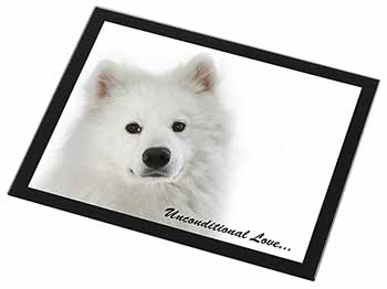 Samoyed Dog with Love Black Rim High Quality Glass Placemat