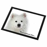 Samoyed Dog with Love Black Rim High Quality Glass Placemat