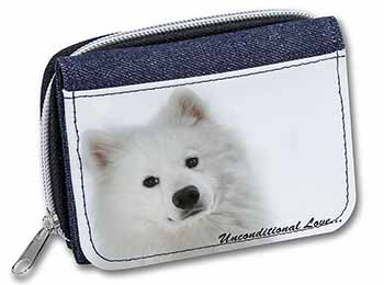 Samoyed Dog with Love Unisex Denim Purse Wallet