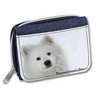 Samoyed Dog with Love Unisex Denim Purse Wallet