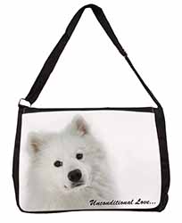 Samoyed Dog with Love Large Black Laptop Shoulder Bag School/College