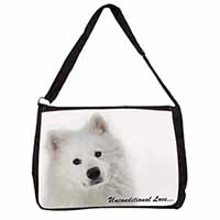 Samoyed Dog with Love Large Black Laptop Shoulder Bag School/College