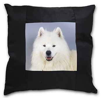 Samoyed Dog Black Satin Feel Scatter Cushion