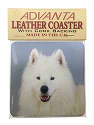 Samoyed Dog Single Leather Photo Coaster