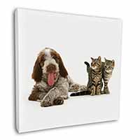 Italian Spinone Dog and Kittens Square Canvas 12"x12" Wall Art Picture Print