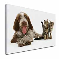 Italian Spinone Dog and Kittens Canvas X-Large 30"x20" Wall Art Print