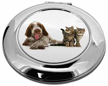 Italian Spinone Dog and Kittens Make-Up Round Compact Mirror