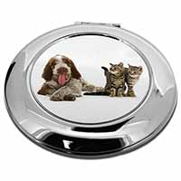 Italian Spinone Dog and Kittens Make-Up Round Compact Mirror