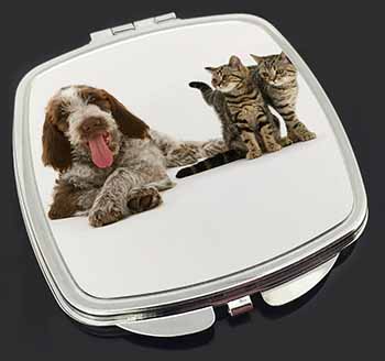 Italian Spinone Dog and Kittens Make-Up Compact Mirror