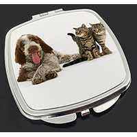 Italian Spinone Dog and Kittens Make-Up Compact Mirror