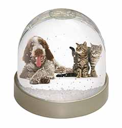 Italian Spinone Dog and Kittens Snow Globe Photo Waterball