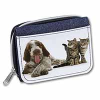 Italian Spinone Dog and Kittens Unisex Denim Purse Wallet