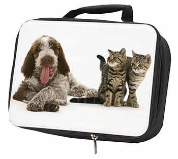 Italian Spinone Dog and Kittens Black Insulated School Lunch Box/Picnic Bag