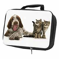 Italian Spinone Dog and Kittens Black Insulated School Lunch Box/Picnic Bag