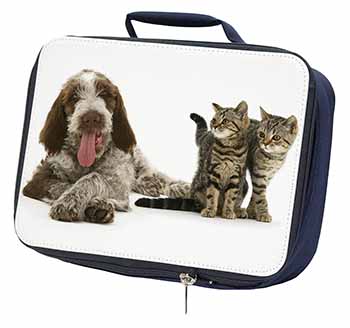 Italian Spinone Dog and Kittens Navy Insulated School Lunch Box/Picnic Bag