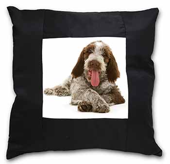 Italian Spinone Dog Black Satin Feel Scatter Cushion