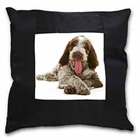 Italian Spinone Dog Black Satin Feel Scatter Cushion