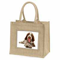 Italian Spinone Dog Natural/Beige Jute Large Shopping Bag