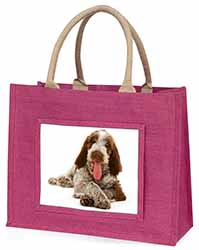 Italian Spinone Dog Large Pink Jute Shopping Bag