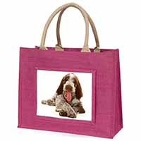 Italian Spinone Dog Large Pink Jute Shopping Bag