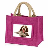Italian Spinone Dog Little Girls Small Pink Jute Shopping Bag