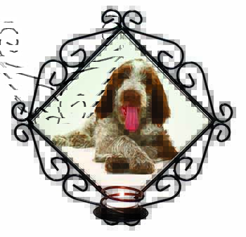 Italian Spinone Dog Wrought Iron Wall Art Candle Holder
