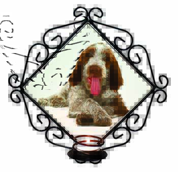 Italian Spinone Dog Wrought Iron Wall Art Candle Holder