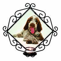 Italian Spinone Dog Wrought Iron Wall Art Candle Holder