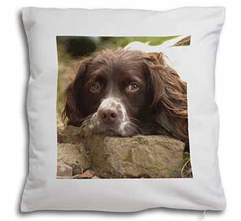 Springer Spaniel Dog Soft White Velvet Feel Scatter Cushion