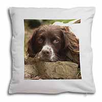 Springer Spaniel Dog Soft White Velvet Feel Scatter Cushion