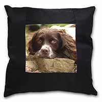 Springer Spaniel Dog Black Satin Feel Scatter Cushion