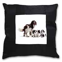 Springer Spaniel Dogs Black Satin Feel Scatter Cushion