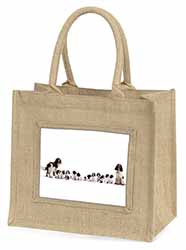 Springer Spaniel Dogs Natural/Beige Jute Large Shopping Bag