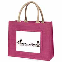 Springer Spaniel Dogs Large Pink Jute Shopping Bag