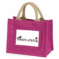 Springer Spaniel Dogs Little Girls Small Pink Jute Shopping Bag