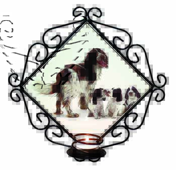 Springer Spaniel Dogs Wrought Iron Wall Art Candle Holder