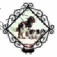 Springer Spaniel Dogs Wrought Iron Wall Art Candle Holder