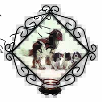 Springer Spaniel Dogs Wrought Iron Wall Art Candle Holder
